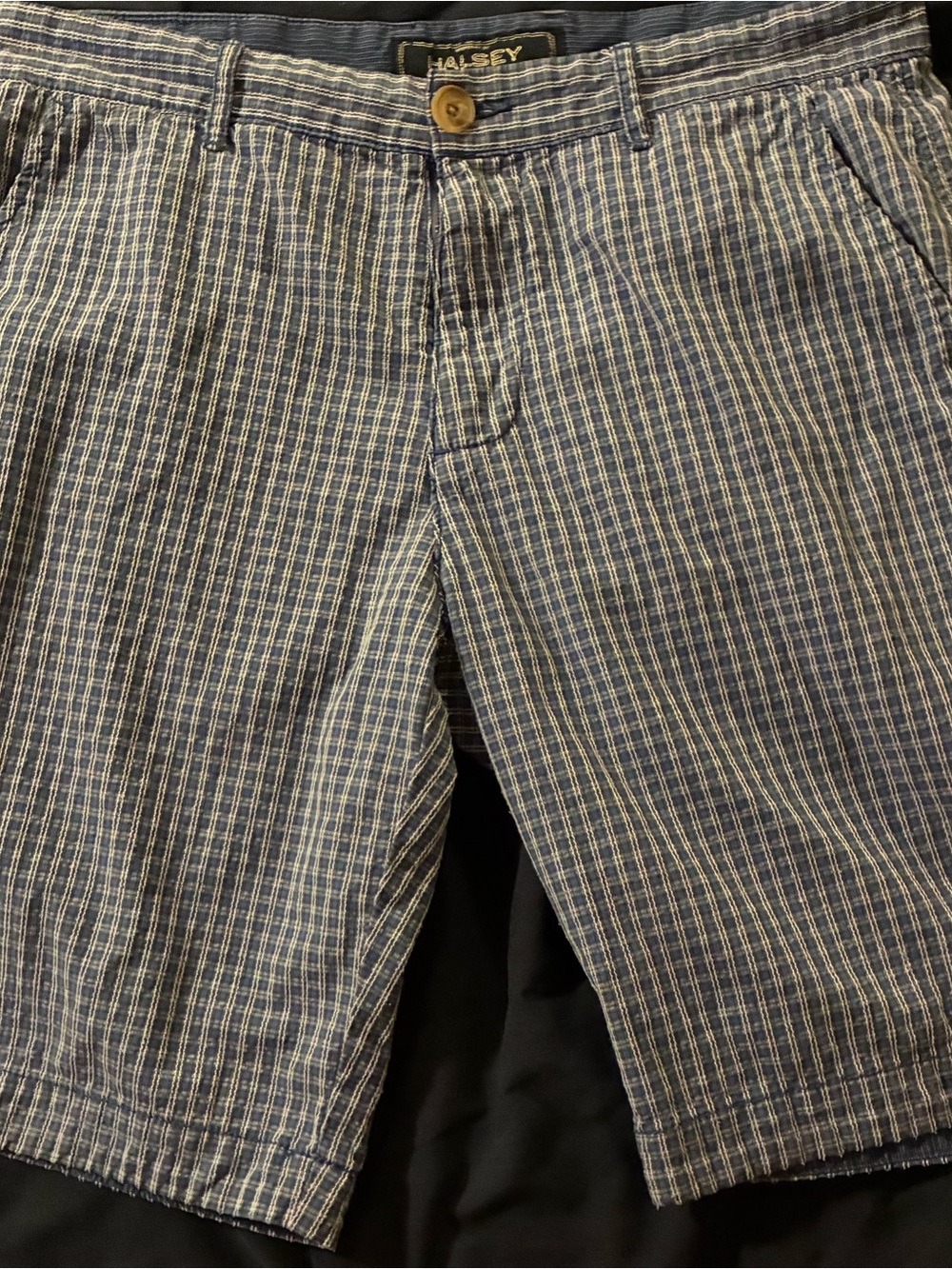 Halsey Men's Blue Striped Seersucker Flat-Front Shorts